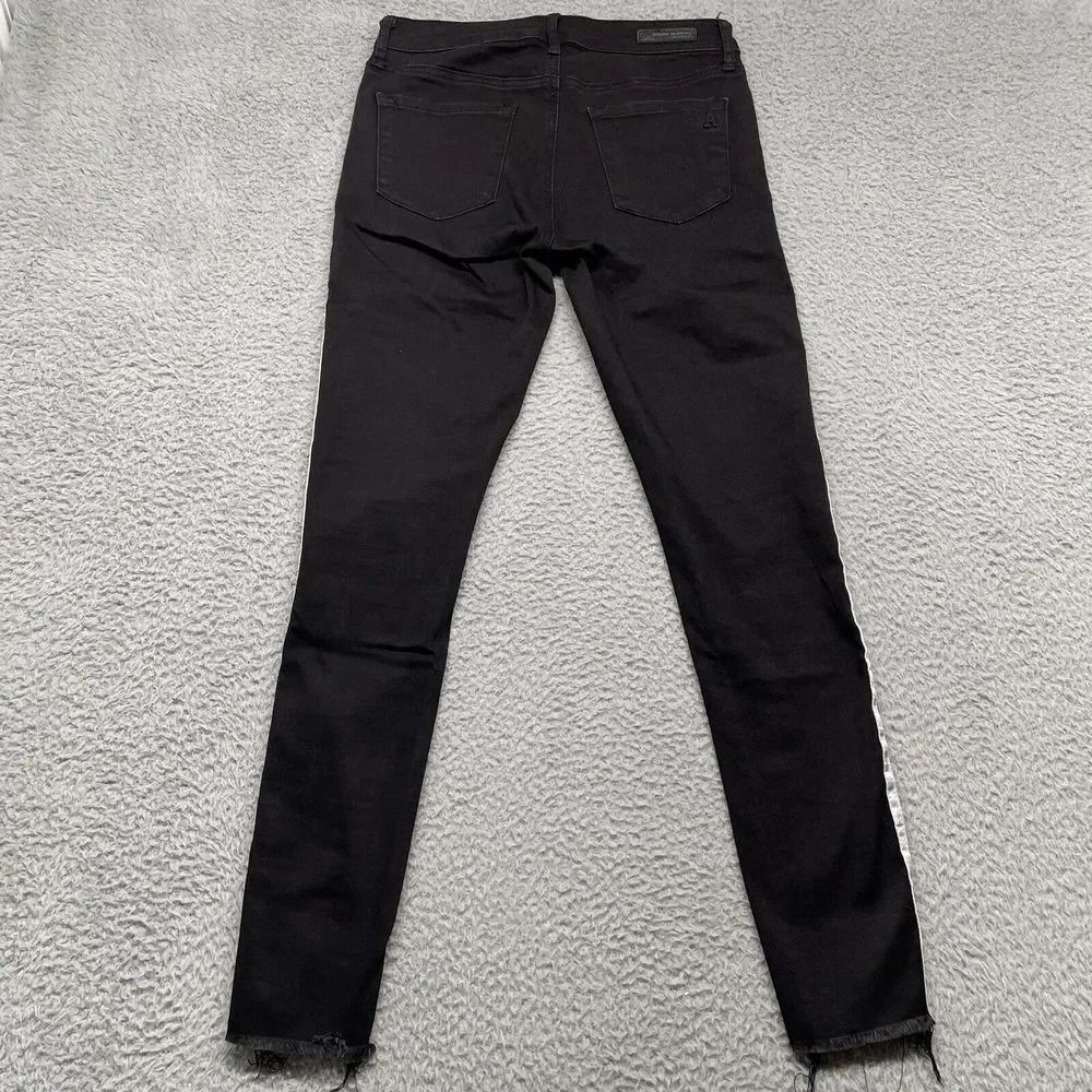 Articles of Society Jeans Womens 27 Black Side Stripes Raw Hem Skinny Fit - Picture 2 of 15